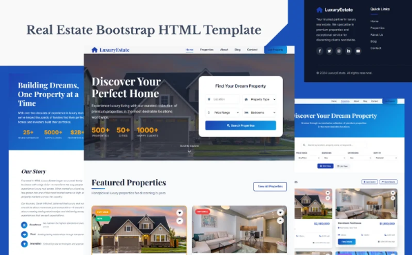 Real Estate — Property Listings, Agents & Booking Responsive Bootstrap Template