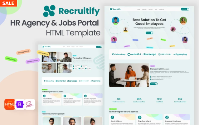 Recruitify - Career Portal and Job Seekers HTML Template Website Template