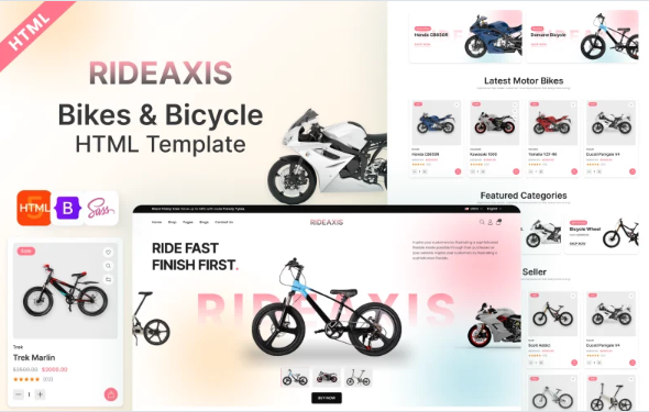 Ride Axis – Bicycle and Motor Cycle E-Commence HTML Template — Template by Templatemonster