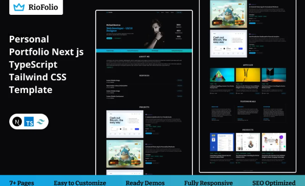 RioFolio | Personal Portfolio Next js TypeScript Tailwind CSS Template — Template by Templatemonster