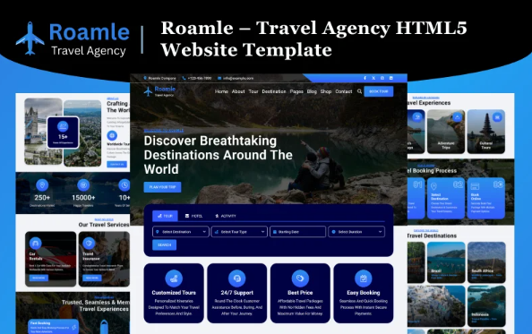 Roamle – Travel Agency HTML5 Website Template — Template by Templatemonster