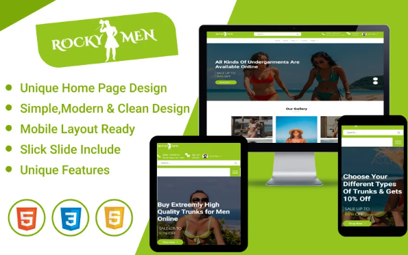 Rockymen – Men’s Underwear Ecommerce Website HTML5 Template — Template by Templatemonster