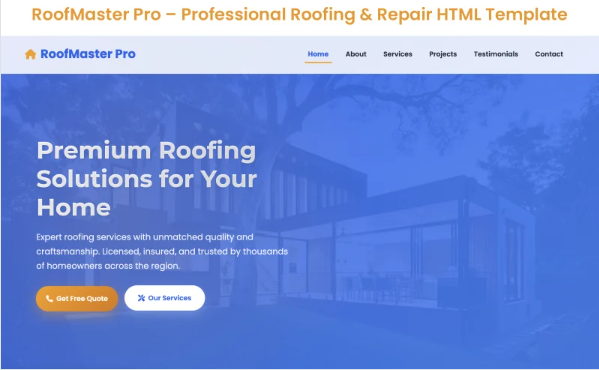 RoofMaster Pro – Premium Roofing Solutions HTML Bootstrap Website Template