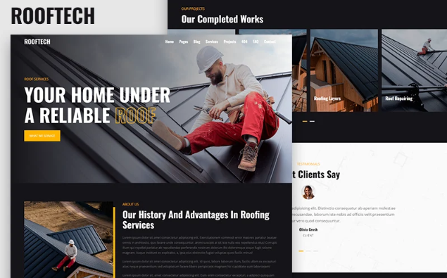 Rooftech - Roofing Services & Roof Repair HTML5 Template Website Template