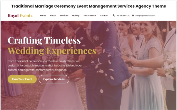 Royal Events – Premium Marriage & Event Management HTML5 Bootstrap 5.3 Template