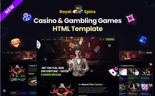 Royal Spins - Online Casino & Gambling HTML Template Website Template