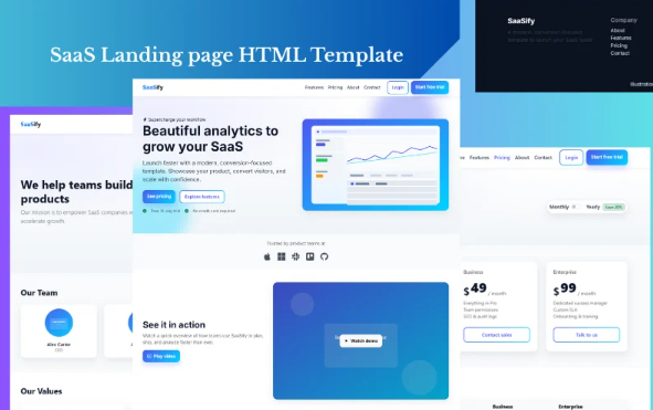SaaS Dashboard Landing Page Template with Bootstrap 5, HTML, CSS & JavaScript