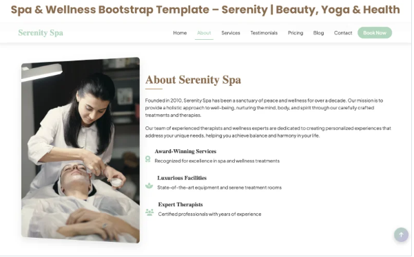 Serenity – Spa & Wellness Bootstrap Template for Beauty, Yoga & Health