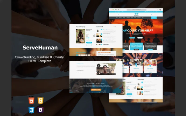 Servehuman - Responsive Charity Bootstrap Theme with RTL Arabic Support Website Template
