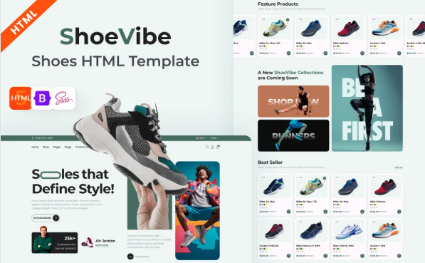 Shoe Vibe – Shoe Store HTML Website Template — Template by Templatemonster