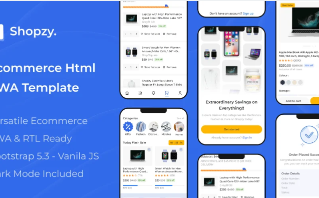 Shopzy - Ecommerce Html PWA Mobile Kit Website Template