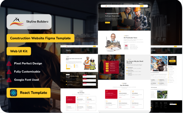 Skyline Builderz - Construction Website React Template Website Template
