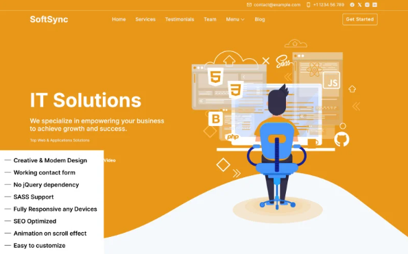 SoftSync – IT Solutions & Business Services Multipurpose Responsive Website Template — Template by Templatemonster