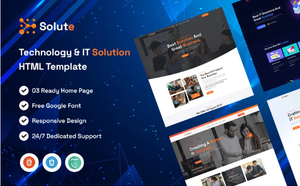 Solute – Technology & IT Solutions HTML5 Template — Template by Templatemonster