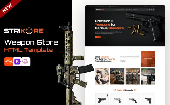 Strikore – Weapons, Ammunition & Gun Shop HTML Template