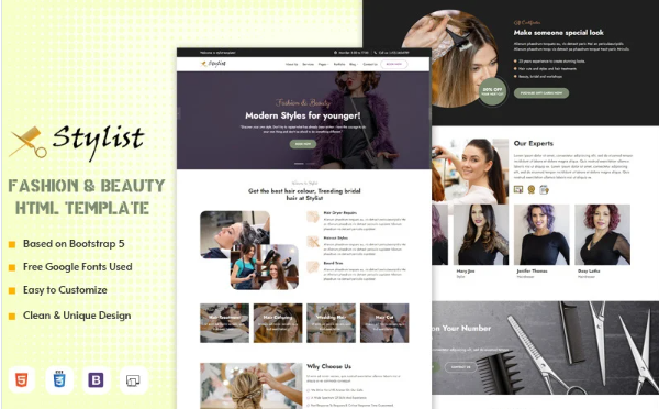 Stylist – Fashion & Beauty HTML Website Template — Template by Templatemonster