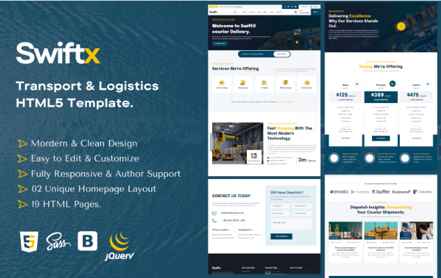 SwiftX - Courier Service and Delivery Modern HTML Website Template