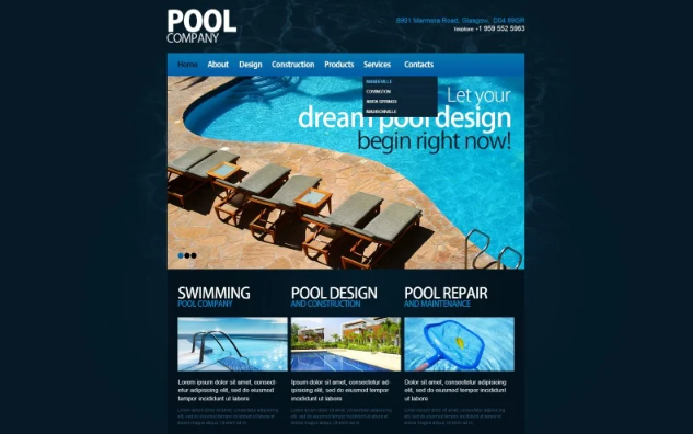Swimming Pool Responsive Website Template