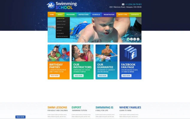 Swimming Responsive Website Template
