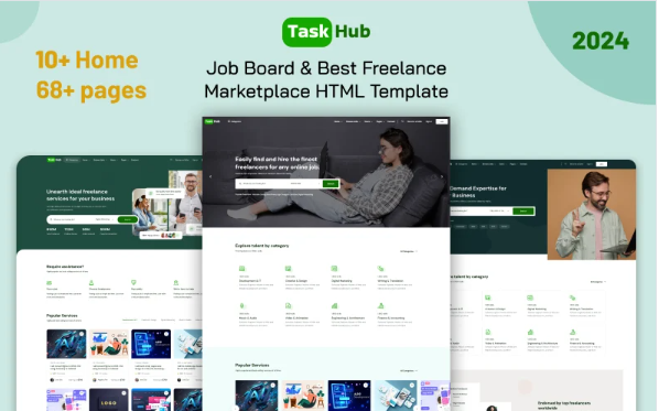 TaskHub – Job Board & Best Freelancing Marketplace HTML Template — Template by Templatemonster