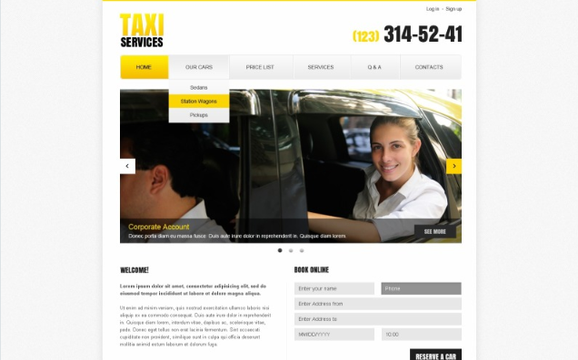 Taxi Responsive Website Template