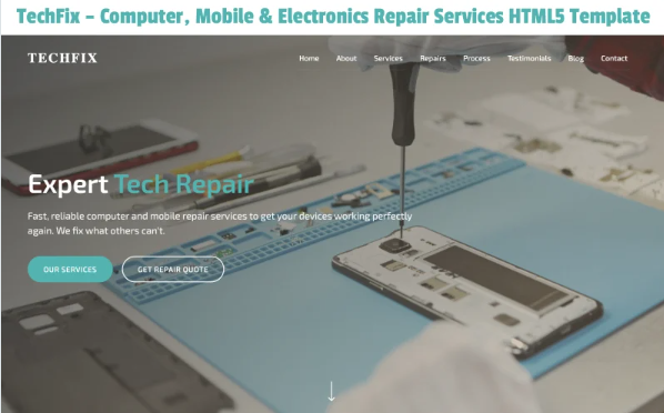 TechFix – Computer, Mobile & Electronics Repair Services HTML5 Template