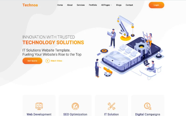 Technoa – Software Development Company Responsive Website Template — Template by Templatemonster
