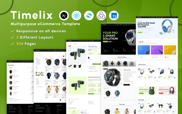 Timelix – Modren eCommerce Website Template With Next JS and Tailwind CSS, Responsive Design — Template by Templatemonster