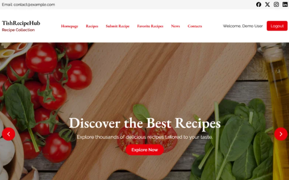 TishRecipeHub – Next.js, TypeScript, and Tailwind CSS Recipe Collection Template — Template by Templatemonster