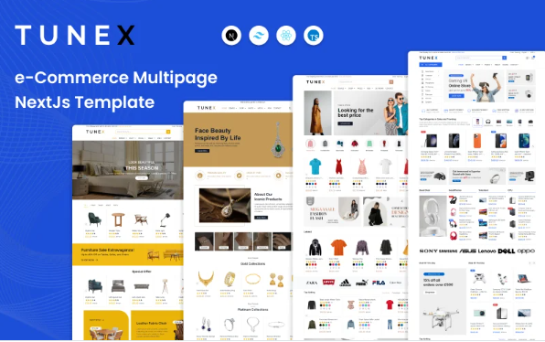 TuneX - Multipurpose eCommerce React NextJs Template Website Template