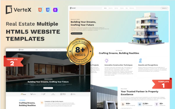 Vertex – Real Estate Multiple HTML5 Website Templates