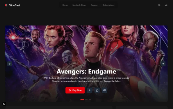 VibeCast – Next js 15 Streaming Template with Tailwind CSS, ShadCN UI, Swiper Carousels — Template by Templatemonster