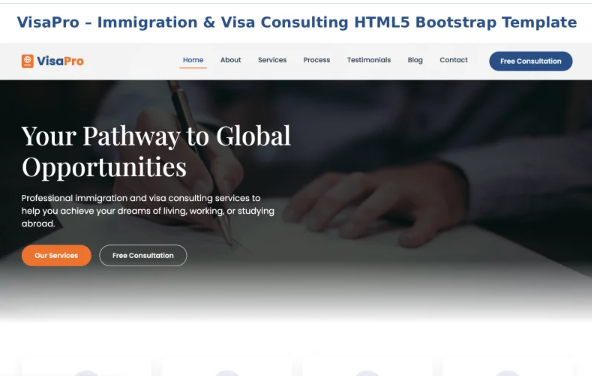VisaPro – Immigration & Visa Consulting HTML5 Bootstrap Template