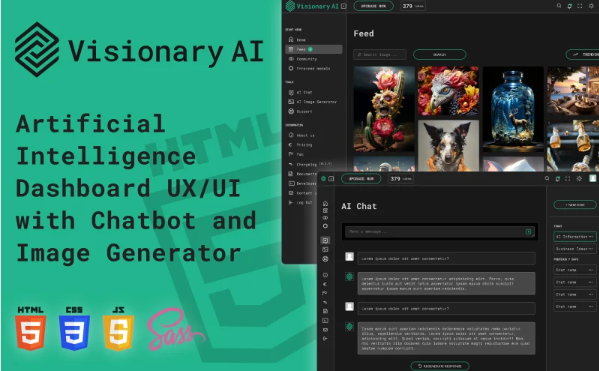 Visionary AI Dashboard Website Template for Artificial Intelligence with Image Generator and Chat — Template by Templatemonster