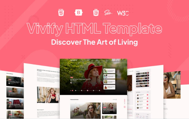 Vivify - Fashion, Self-care, Lifestyle, Personal Travel Blog and Magazine Bootstrap 5 Template Website Template