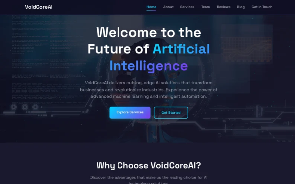 VoidCoreAI – Responsive HTML Template for AI Startups