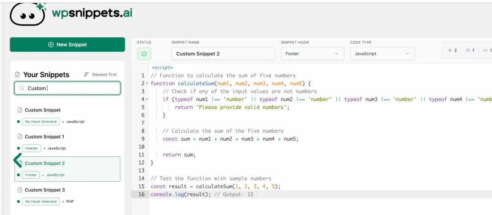 WP Snippets AI