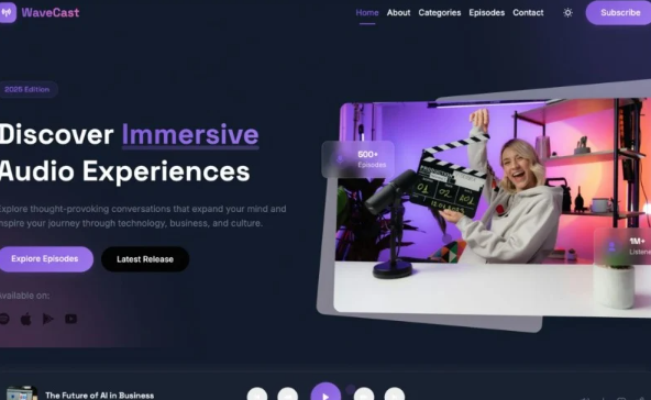 WaveCast - Podcast HTML Website Platform Bootstrap Template