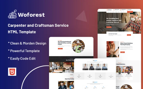 Woforest – Carpenter and Craftsman Service Website Template — Template by Templatemonster