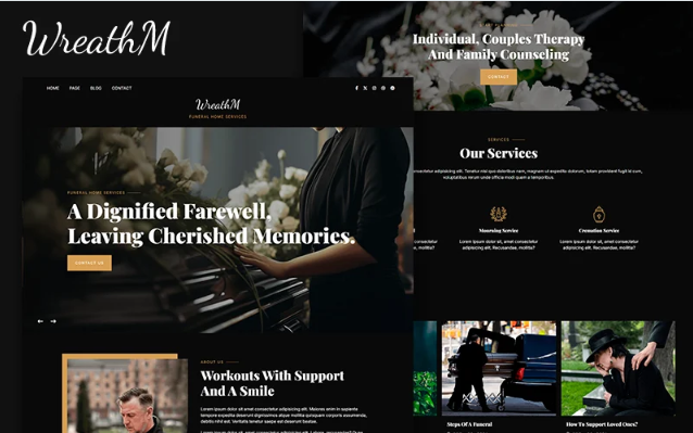 Wreathm - Funeral & Cemetery Service, Church HTML5 Template Website Template