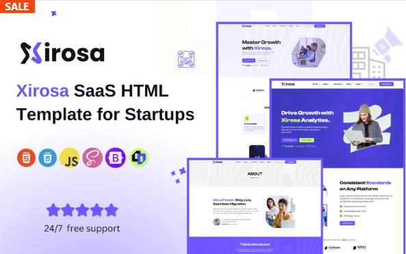 Xirosa – SaaS, Tech Startup & Digital Agency Bootstrap HTML Template for IT Companies