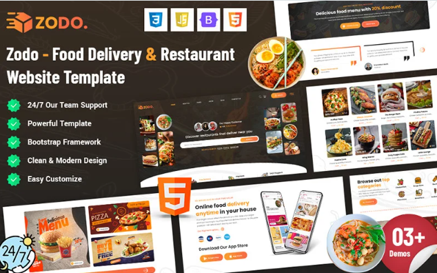 Zodo - Food Delivery and Restaurants Website Template