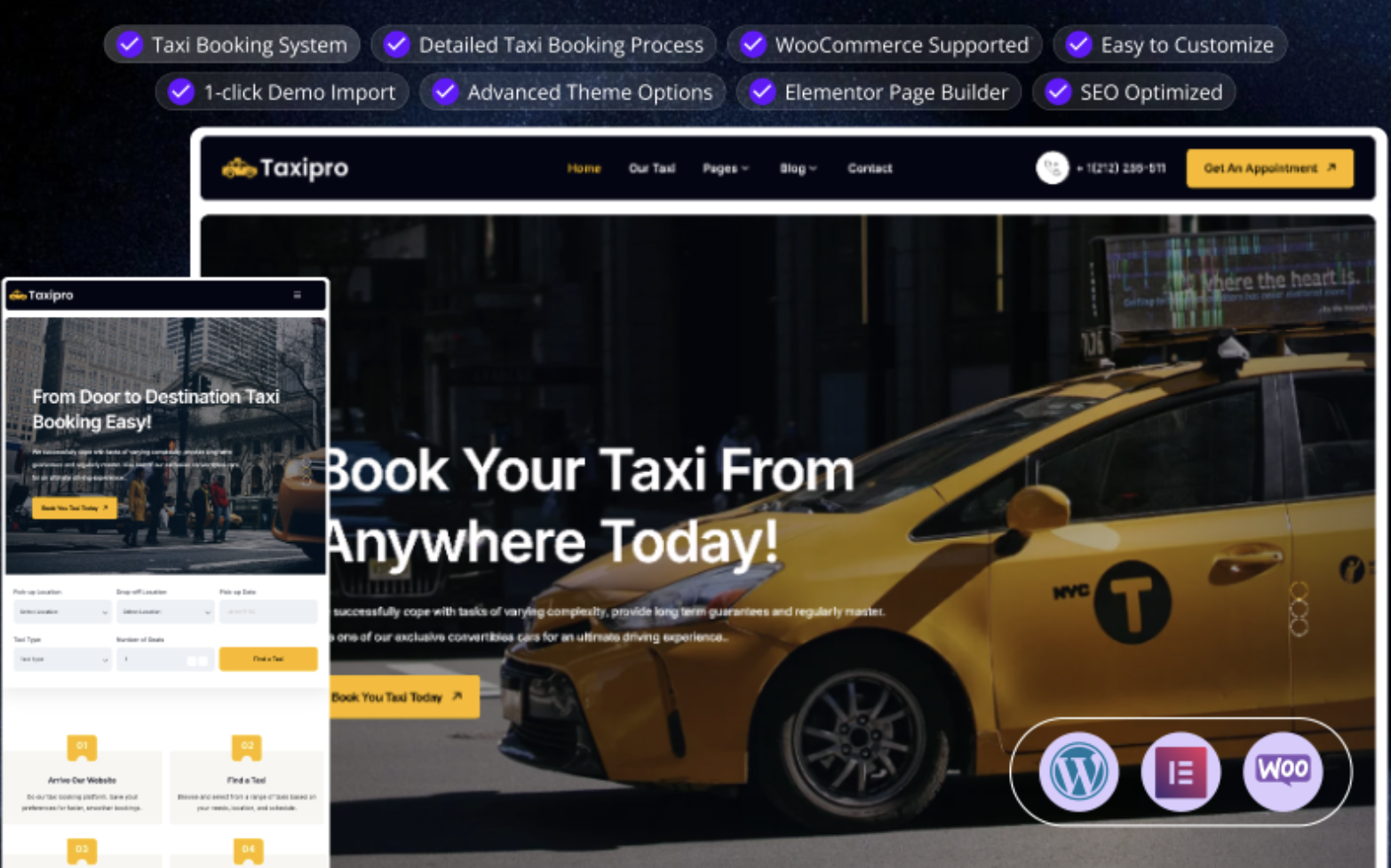 Taxipro - Taxi Booking WooCommerce WordPress Theme