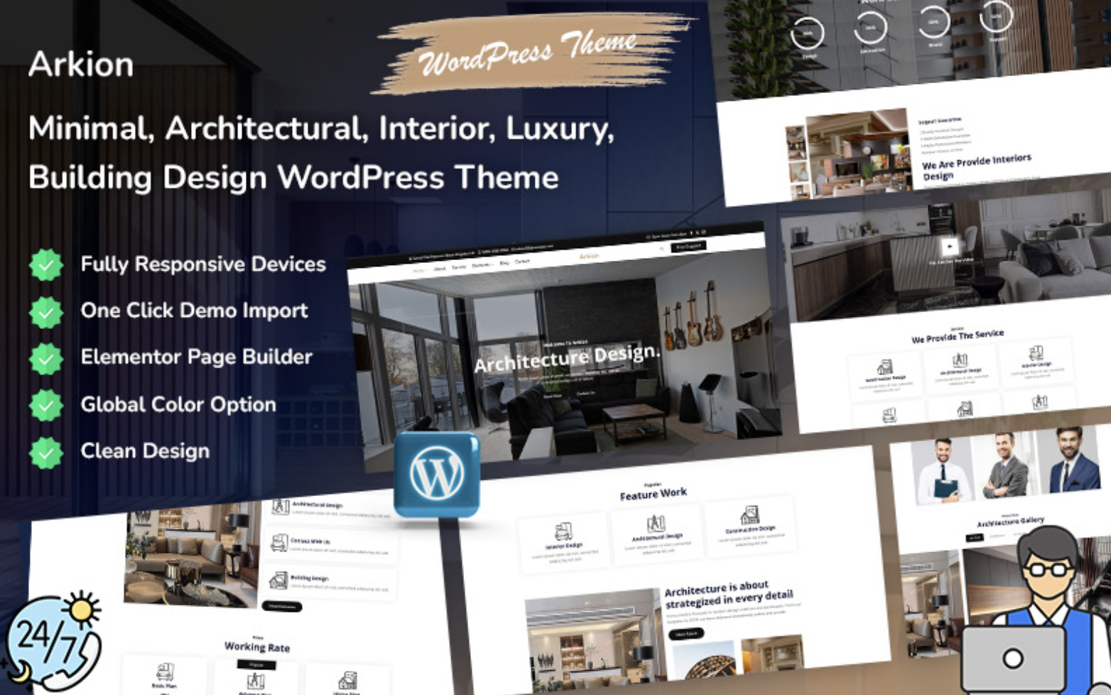 Arkion - Minimal, Architectural, Interior, Construction, Luxury, Building Design WordPress Theme