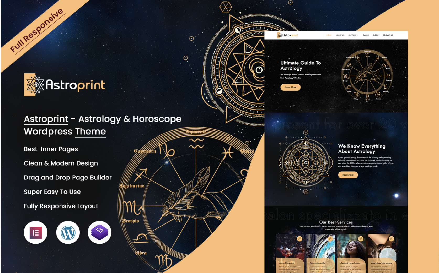 Astrologie - Horoscope, Astrology Elementor Wordpress Responsive Theme