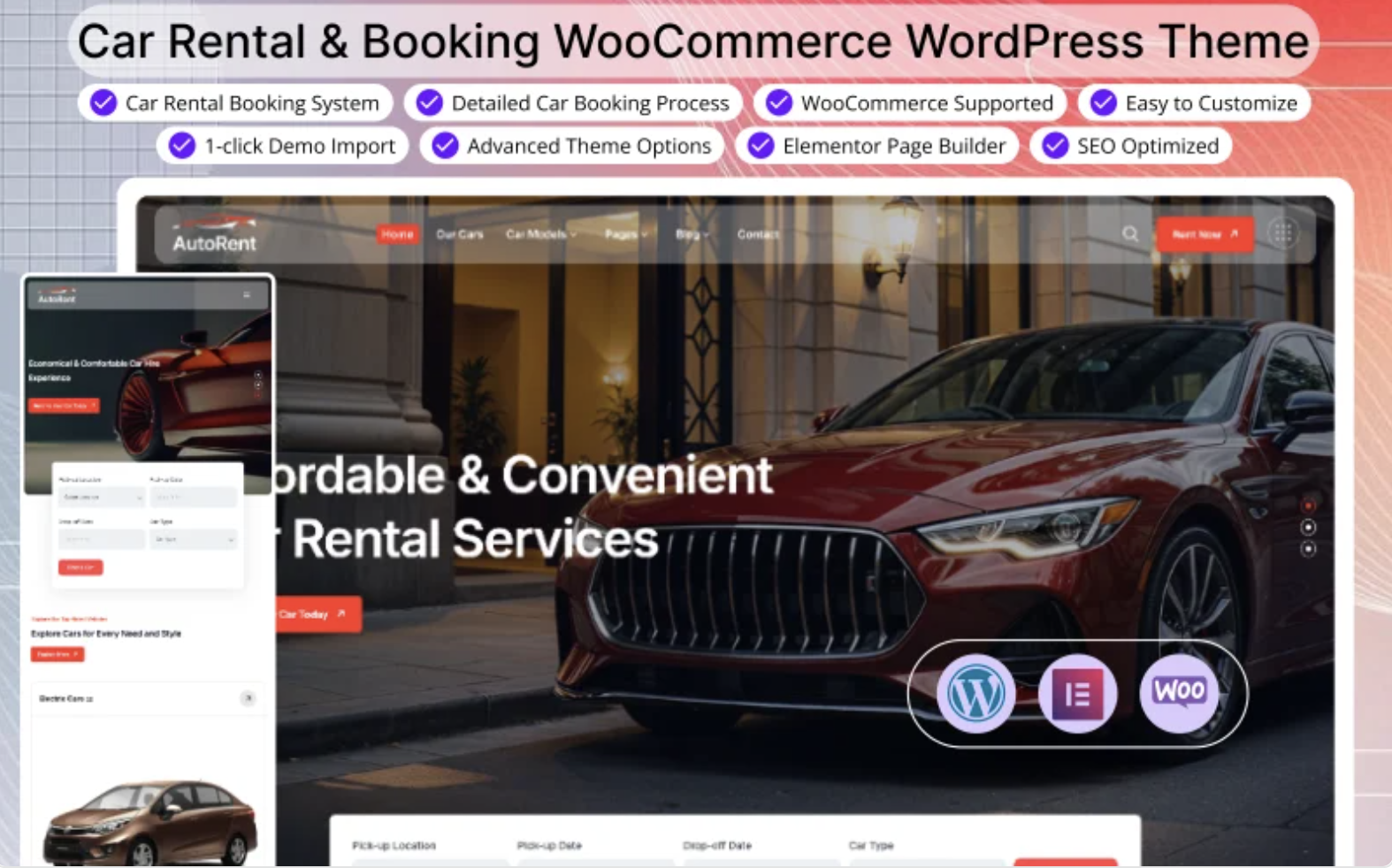 Autorent - Car Rental & Booking WooCommerce WordPress Theme