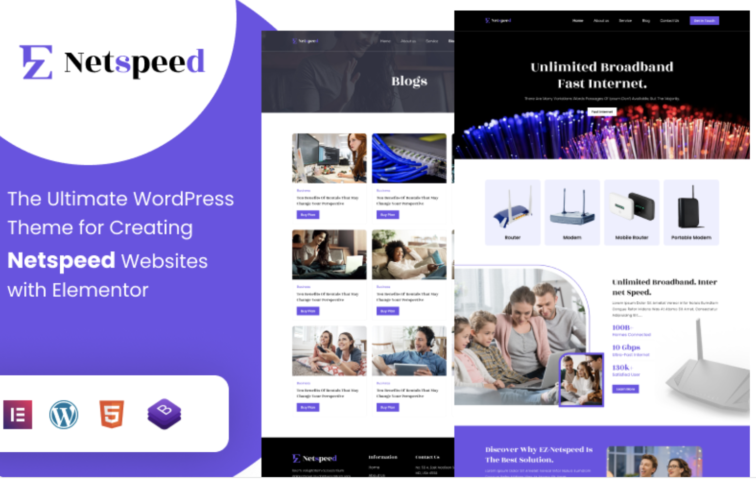 EZ-Netspeed: Ultimate Internet Service Provider WordPress Theme