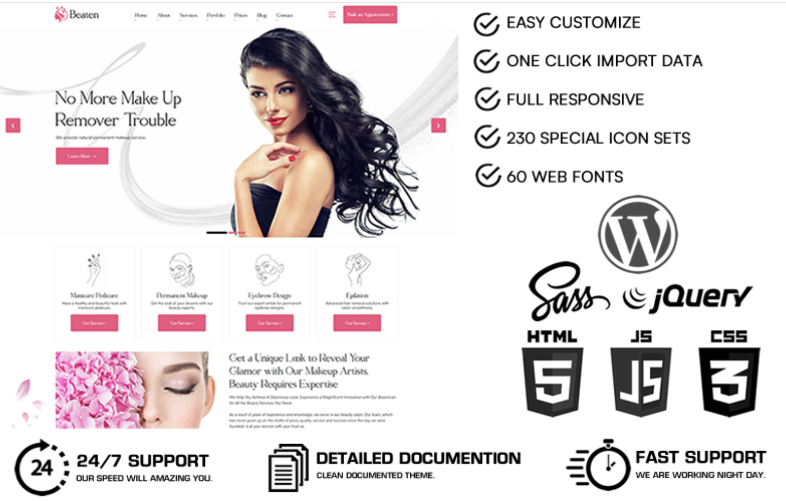 Beaten - Beauty & Eyelashes, Nail Salon WordPress Theme