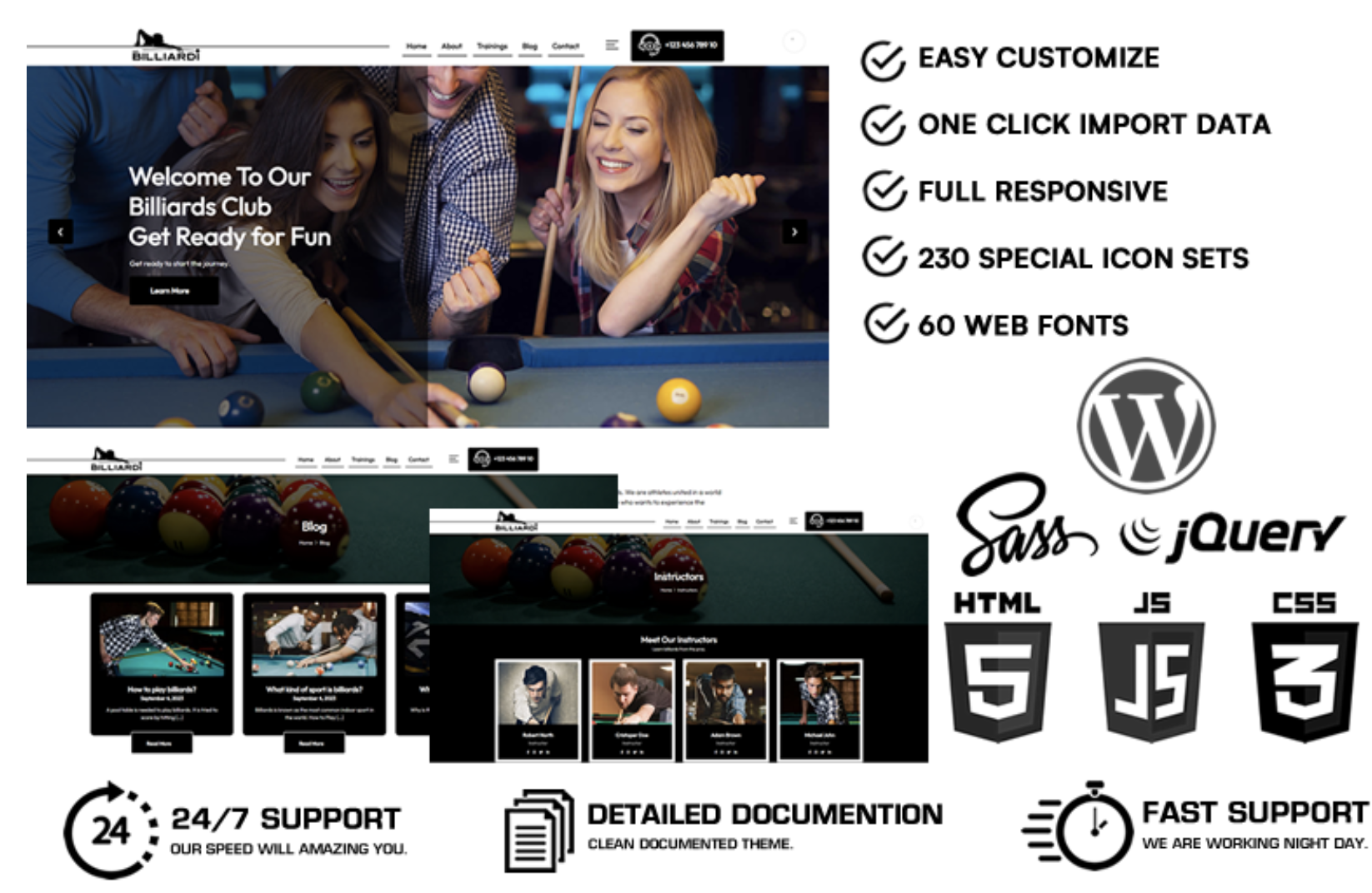 Billiard Haven - Pool And Billiards Club WordPress Elementor Theme WordPress Theme