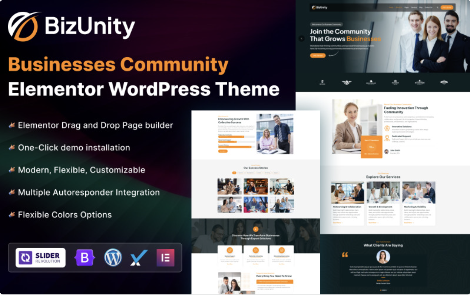 BizUnity - Businesses Community Elementor WordPress Theme